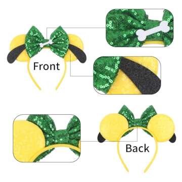 Bianbaistar 1Pk Dog Mouse Ears Headband - Fun Velvet Hair Bow Accessory for Adults and Kids
