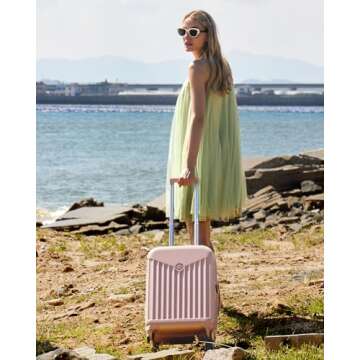 BAGSMART Hardside Expandable Luggage With Spinner Wheels, PC Lightweight Carry-On Luggage Airline Ap...