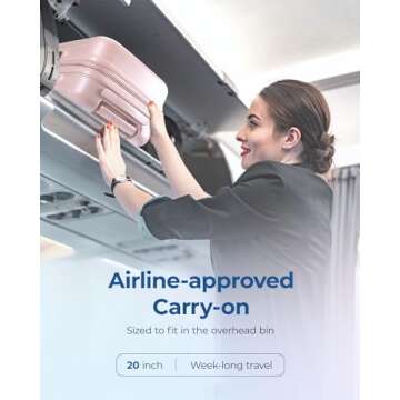 BAGSMART Hardside Expandable Luggage With Spinner Wheels, PC Lightweight Carry-On Luggage Airline Approved With TSA Lock, Durable Women Travel Suitcase Carry On 20 Inch, Pink