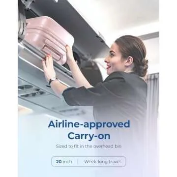 BAGSMART Hardside Expandable Luggage With Spinner Wheels, PC Lightweight Carry-On Luggage Airline Approved With TSA Lock, Durable Women Travel Suitcase Carry On 20 Inch, Pink