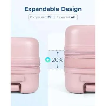 BAGSMART Hardside Expandable Luggage With Spinner Wheels, PC Lightweight Carry-On Luggage Airline Approved With TSA Lock, Durable Women Travel Suitcase Carry On 20 Inch, Pink