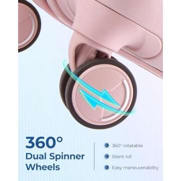 BAGSMART Hardside Expandable Luggage With Spinner Wheels, PC Lightweight Carry-On Luggage Airline Approved With TSA Lock, Durable Women Travel Suitcase Carry On 20 Inch, Pink