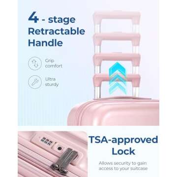 BAGSMART Hardside Expandable Luggage With Spinner Wheels, PC Lightweight Carry-On Luggage Airline Approved With TSA Lock, Durable Women Travel Suitcase Carry On 20 Inch, Pink