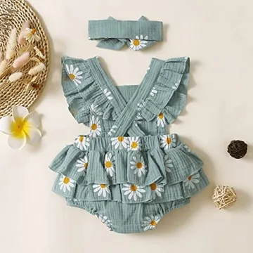 Patpat Daisy Print Baby Romper Set for Girls 100% Cotton