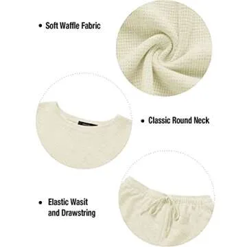 MEROKEETY Women's Short Sleeve Waffle Pajama Sets Lounge Top and Shorts 2 Piece Tracksuit Outfits, Cream, M