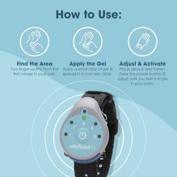 Reliefband Classic Wristband | FDA Cleared Relief for Motion Sickness (Car, Air, Train, Sea), & Morning Sickness | Drug Free (1 Extra Gel Tube)