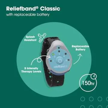 Reliefband Classic Wristband | FDA Cleared Relief for Motion Sickness (Car, Air, Train, Sea), & Morning Sickness | Drug Free (1 Extra Gel Tube)