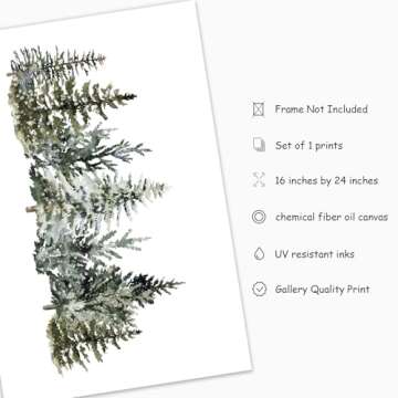 JarThenaAMCS Winter Canvas Wall Art Prints Watercolor Snowy Pine Trees Art Poster Christmas Forest W...