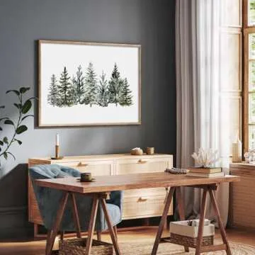 JarThenaAMCS Winter Canvas Wall Art Prints Watercolor Snowy Pine Trees Art Poster Christmas Forest Wall Decor for Gallery Living Room Bedroom (UNFRAMED 16 x 24in)