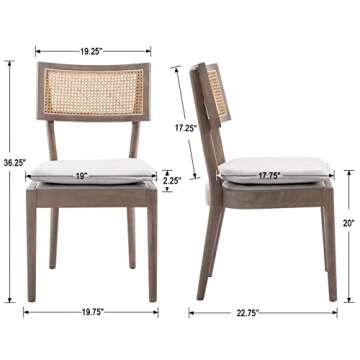 ZH4YOU Rattan Dining Chairs Set of 4, Farmhouse Kitchen Chairs with Cane Back, French Country Cane C...