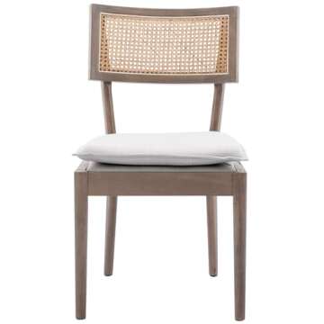 ZH4YOU Rattan Dining Chairs Set of 4, Farmhouse Kitchen Chairs with Cane Back, French Country Cane Chairs Retro Side Chairs with Wood Legs for Dining Room/Living Room/Restaurant, Light Brown