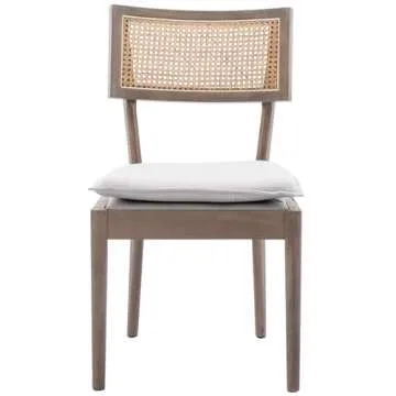 ZH4YOU Rattan Dining Chairs Set of 4, Farmhouse Kitchen Chairs with Cane Back, French Country Cane Chairs Retro Side Chairs with Wood Legs for Dining Room/Living Room/Restaurant, Light Brown