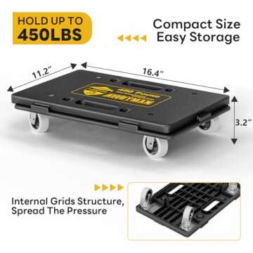 Heavy-Duty Furniture Movers Dolly Cart | 450 lbs Capacity, 2 Pack