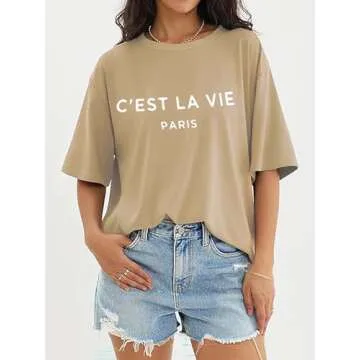 Shop vblane Womens Oversized T Shirt Graphic Casual Tops