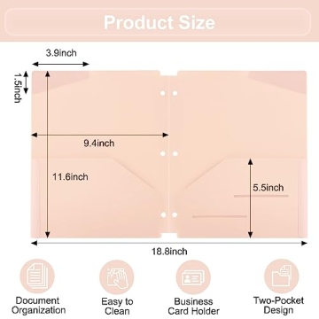 EOOUT 6pcs Heavy Duty Folders with Pockets for School