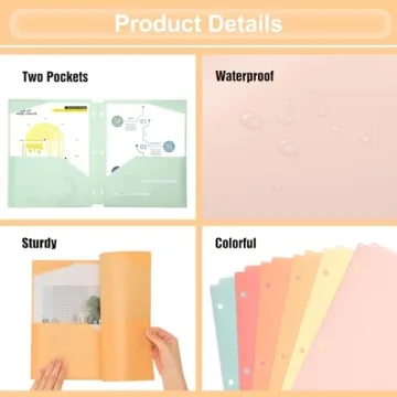 EOOUT 6pcs Heavy Duty Folders with Pockets for School