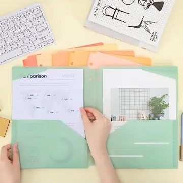 EOOUT 6pcs Heavy Duty Folders with Pockets for School