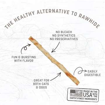 Earth Animal No Hide Stix Venison Flavored Natural Rawhide Free Dog Chews Long Lasting Chew Sticks |...