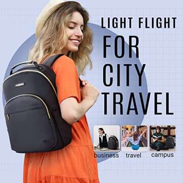 LIGHT FLIGHT Laptop Backpack for Women Computer Bag 15.6 Casual Notebook Backpacks for Work Travel Business Trip College, Practical Gift for Women and Family Black
