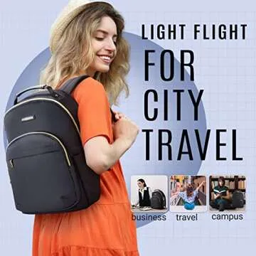 LIGHT FLIGHT Laptop Backpack for Women Computer Bag 15.6 Casual Notebook Backpacks for Work Travel Business Trip College, Practical Gift for Women and Family Black