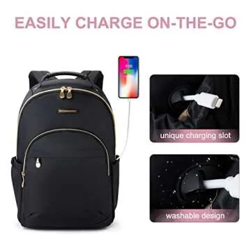 LIGHT FLIGHT Laptop Backpack for Women Computer Bag 15.6 Casual Notebook Backpacks for Work Travel Business Trip College, Practical Gift for Women and Family Black