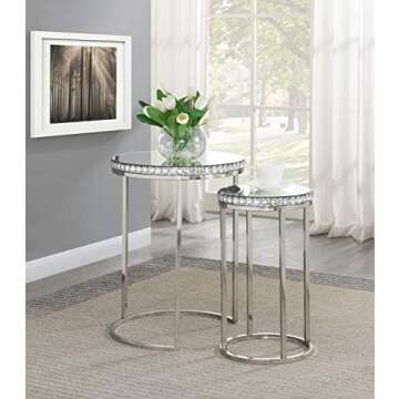 Coaster Furniture Bleker 2-Piece Round Nesting Tables Silver/Stainless Steel 930227