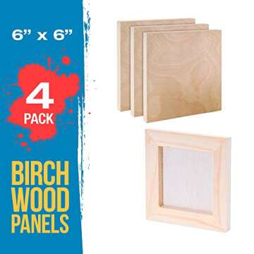 U.S. Art Supply 6" x 6" Unfinished Cradled Wood Panels for Painting, Gallery 1-1/2" Deep (4 Pack) - ...