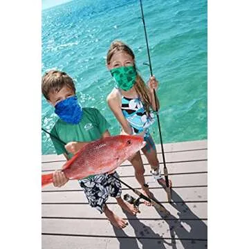 Flying Fisherman Junior SunBandit: Neck Gaiter Mask for Boys & Girls, UV Face Protection for Sports & Outdoors, Lightweight Multi-Functional Outdoor Clothing | SHARK CAMO, Blue (SB1311-JR)