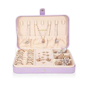LANDICI Small Jewelry Box for Women Girls, PU Leather Travel Jewelry Case, Portable Jewelry Organize...
