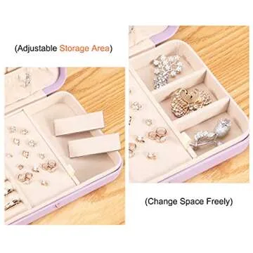 LANDICI Small Jewelry Box for Women Girls, PU Leather Travel Jewelry Case, Portable Jewelry Organizer Storage Holder Display for Ring Earrings Necklace Bracelet Bangle Men Kids Gift, Lavender