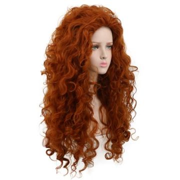 yuehong Women's Long Curly Orange Wig for Cosplay and Parties