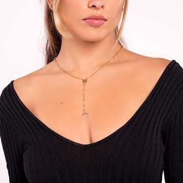 Barzel 18K Gold Plated Virgin Mary Rosary Bead Cross Necklace - Made In Brazil (18 Inches)