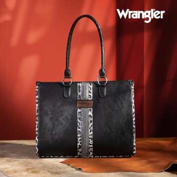 Wrangler Large Tote Bag for Women Western Purses for women Top Handle Handbgas for women Suede Purse...