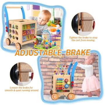 WOODMAM 9-in-1 Wooden Activity Cube & Baby Walker