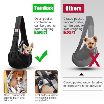 TOMKAS Small Dog Sling Carrier for Safe, Comfortable Travel