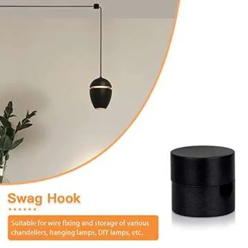 Zevnico 3 Pack Swag Hook for Ceiling Hanging Light, Ceiling Hooks for Hanging Lights, Black Pendant Light Hanging Hook, DIY Lamp Hanging Electric Wire Cable Cord Chandelier Fixture Hardware Wall Hook