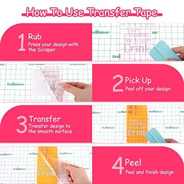 TECKWRAP Transfer Tape for Vinyl Medium Tack 12” x 30 FT w/Alignment Red Grid Application Tape Perfect for Craft Adhesive Vinyl for Decals, Signs, Stickers, Walls, Doors, Windows