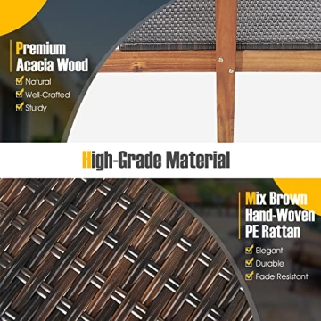 Tangkula Patio Chaise Lounge Set Adjustable Backrest Folding Table