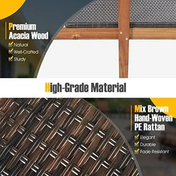 Tangkula Patio Chaise Lounge Set Adjustable Backrest Folding Table