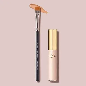 ENERGY Flat Eyeliner Eyebrow Concealer Brush Pro Flat Definer Firm Stiff Thin Synthetic Bristle Precision Lash Liner Brow Conceal for Defining Shaping Eyebrows with Gel Powder Cream Cake Makeup 212