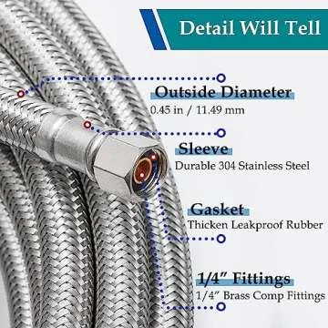 Refrigerator Water Line for Ice Maker 30' Braided Hose