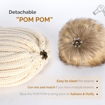 FURTALK Women's Winter Knitted Beanie with Faux Fur Pom