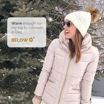 FURTALK Women's Winter Knitted Beanie with Faux Fur Pom