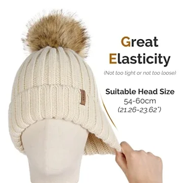 FURTALK Women's Winter Knitted Beanie with Faux Fur Pom