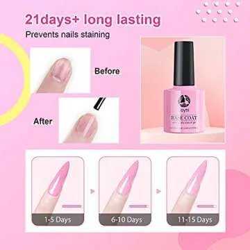 Joytii 10ML Gel Base and Top Coat Nail Polish, 3PCS No Wipe High Glossy and Matte Gel Top Coat UV/LED Soak Off Gel Nail Polish Set for Gloss Shiny Matte Effects and Long Lasting