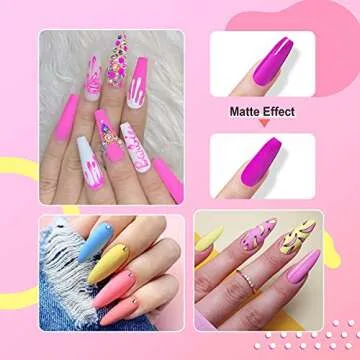 Joytii 10ML Gel Base and Top Coat Nail Polish, 3PCS No Wipe High Glossy and Matte Gel Top Coat UV/LED Soak Off Gel Nail Polish Set for Gloss Shiny Matte Effects and Long Lasting