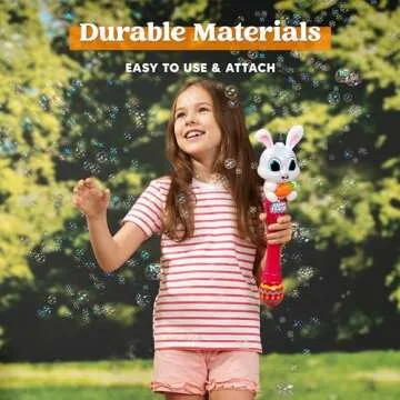 Sloosh Easter Bunny Bubble Wand for Kids Ages3+, Light Up Automatic Bubble Maker with LED & Sound Effect for Toddler, Birthday Party Gifts, Outdoor, Easter Basket Stuffers