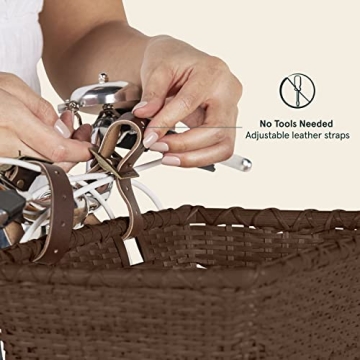 Retrospec Cane Woven Bicycle Basket with Leather Straps