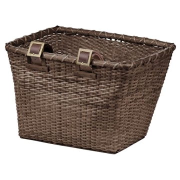 Retrospec Cane Woven Bicycle Basket with Leather Straps