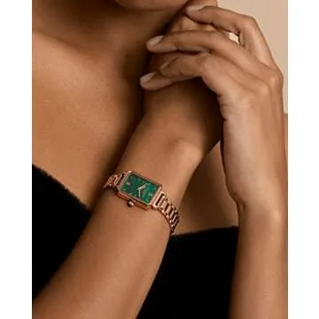 Lola Rose Elegant Women's Watch with Green Malachite Dial and Rose Gold Band